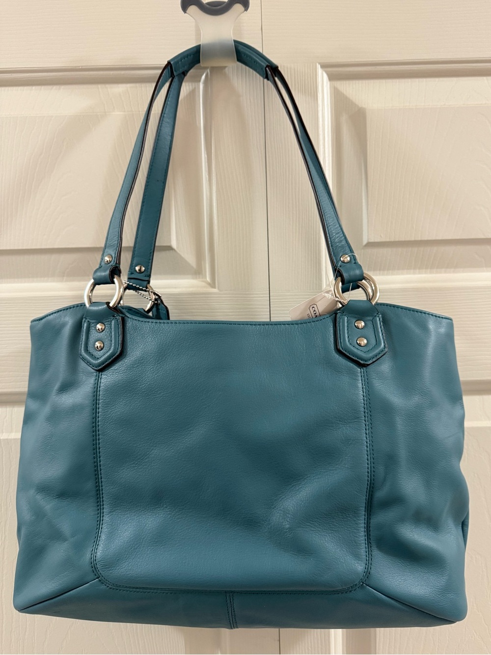 Coach Campbell Belle Carryall Robin’s Egg Blue Leather Shoulder Tote NWT - Picture 3 of 13